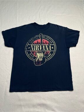 Nirvana EST 1988 Seattle Washington Black T Shirt Men’s Large L Vintage 90s Tour